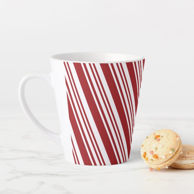 Red Peppermint Stripe Latte Mug (In Situ)