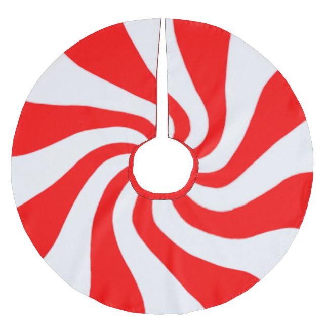 Red Peppermint Swirls Tree Skirt (Front)