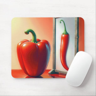Red Peppers In  Mirror Reflection Mouse Pad