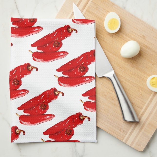 red peppers kitchen towel (Quarter Fold)