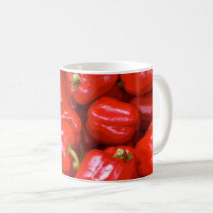 Red Peppers Pattern in a Posterised Design Coffee Mug