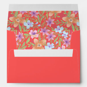 Red Peranakan floral double xi Chinese wedding Envelope