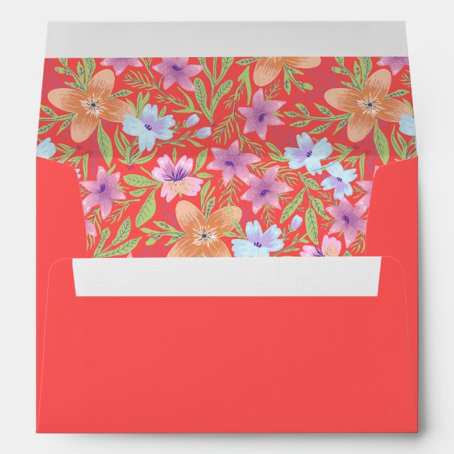 Red Peranakan floral double xi Chinese wedding  Envelope (Back (Bottom))