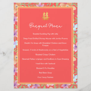 Red Peranakan floral double xi Chinese wedding  Menu
