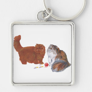 Red Persian and Calico Persian w/Ornament Keychain