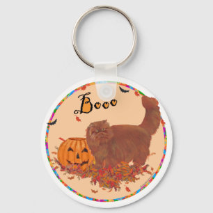 Red Persian Cat Halloween Keychain