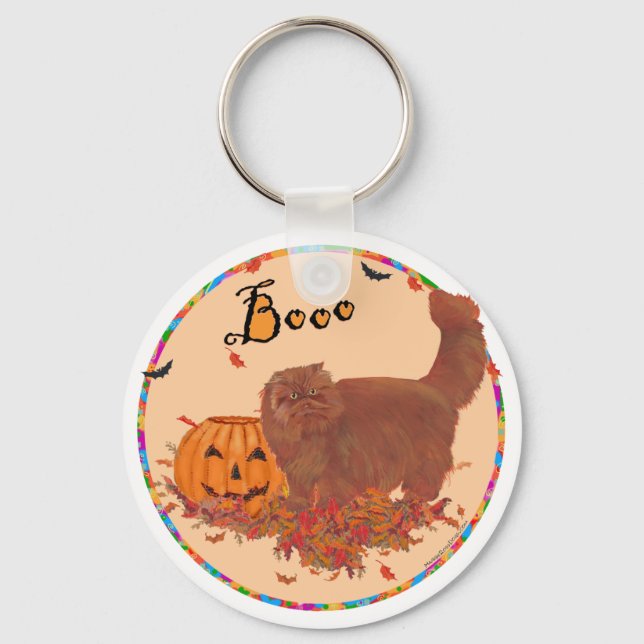 Red Persian Cat Halloween Keychain (Front)