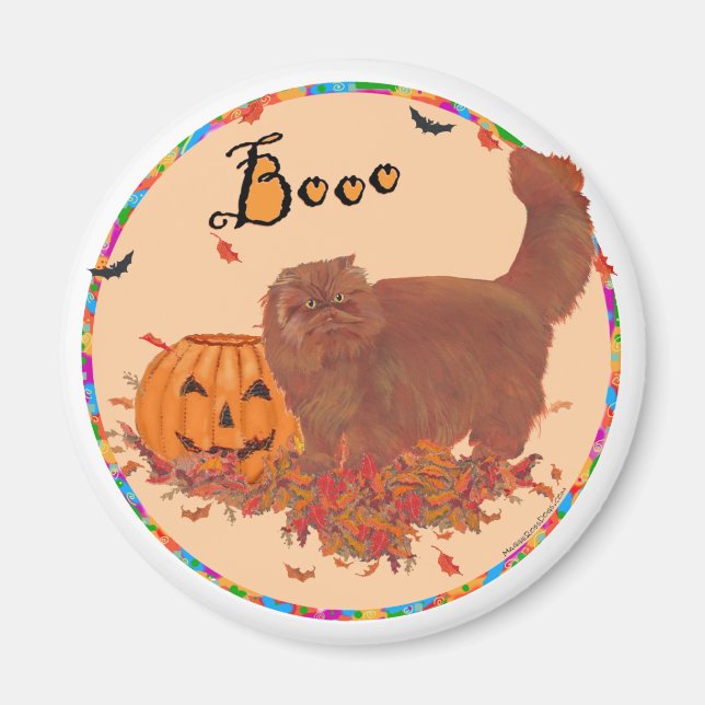 Red Persian Cat Halloween Magnet (Front)