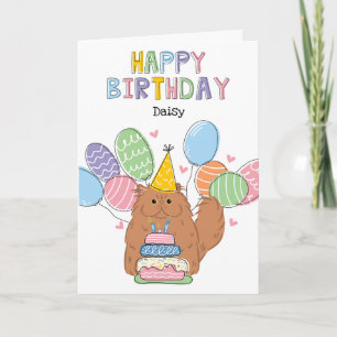 Red Persian Cat Longhair Birthday Party Card