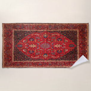 Red Persian Rug from Mashhad Beach Towel