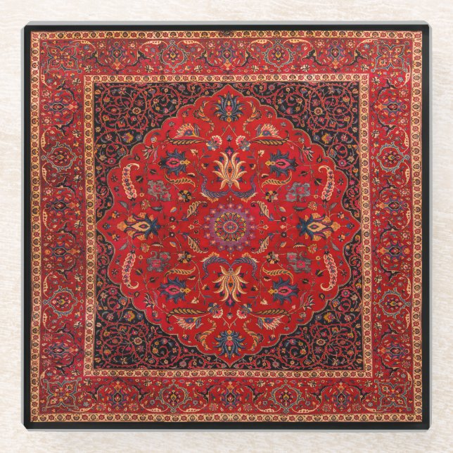 Red Persian Rug from Mashhad Coaster (Front)
