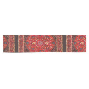 Red Persian Rug from Mashhad Short Table Runner