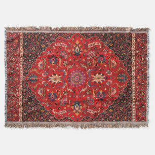 Red Persian Rug from Mashhad Throw Blanket
