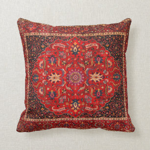Red Persian Rug from Mashhad Throw Pillow