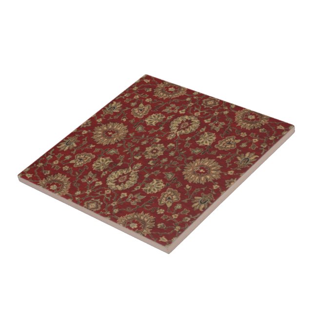 Red Persian scarlet arabesque tapestry Tile (Side)