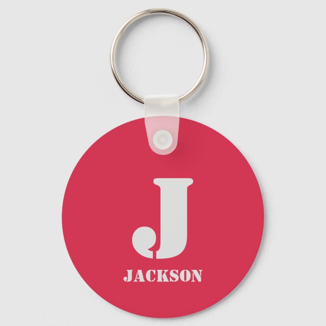 Red Personal Monogram Keychain (Front)