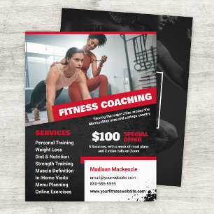 Red Personal Trainer and Fitness Coaching Flyer