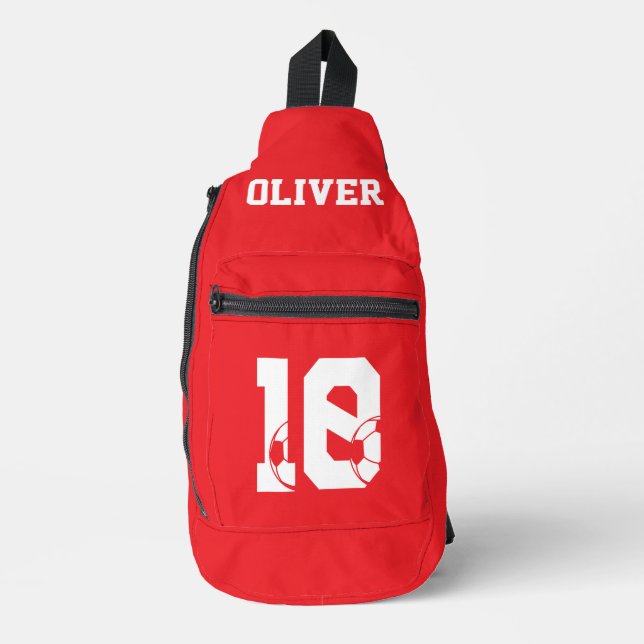 Red Personalised Football Boot Sling Bag (Front)