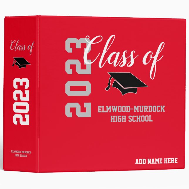 Red Personalized Album Senior Class 2023 Binder (Front/Spine)