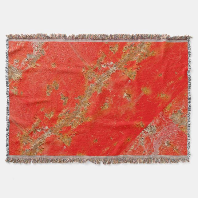 Red personalized antique car, rusted metal throw blanket (Front)