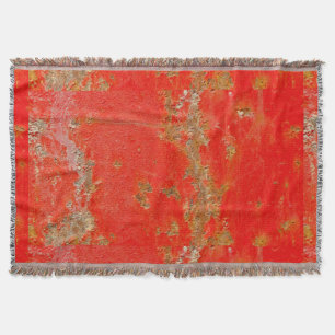 Red personalized antique car, rusted metal throw blanket