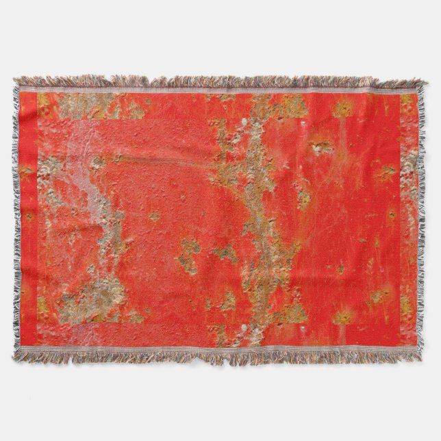 Red personalized antique car, rusted metal throw blanket (Front)