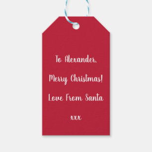 Red Personalized Christmas Love From Santa Gift Tags