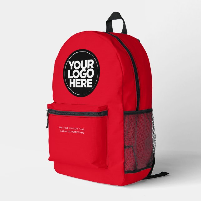 Red | Personalized Corporate Logo and Text Printed Backpack (Back Corner Right)