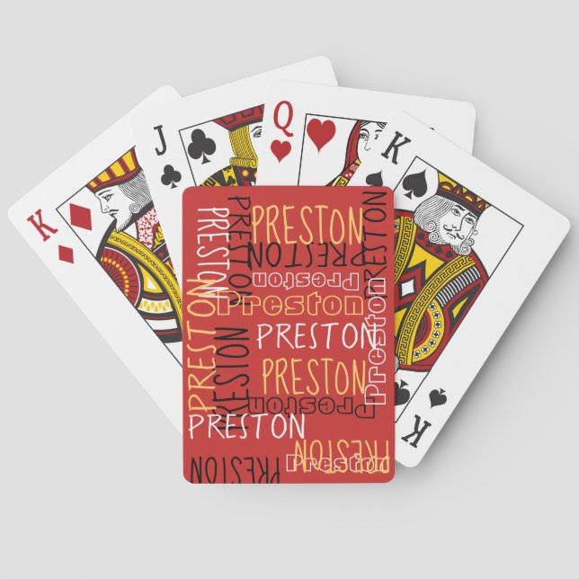 Red Personalized Custom Name Collage Playing Cards (Back)