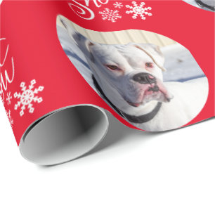 Red Personalized Dog Photo Wrapping Paper
