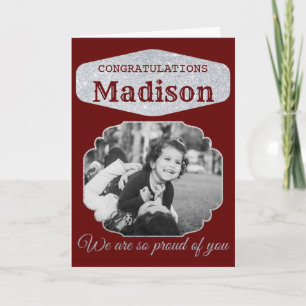 Red Personalized Glitter Graduation Card