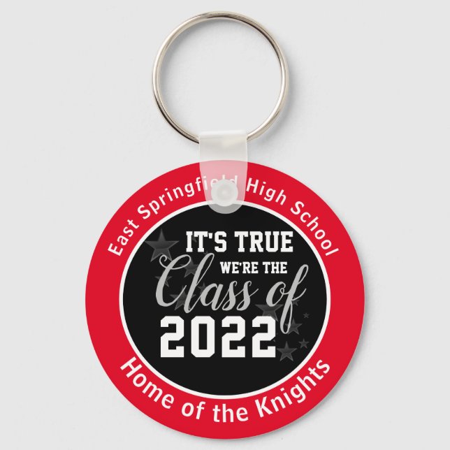 Red Personalized High School Class of 2022 Keychain (Front)