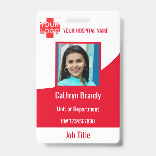 Red Personalized Hospital or Clinic Employee Badge