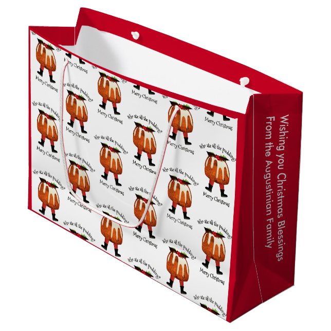 Red Personalized Merry Christmas Large Gift Bag (Front Angled)
