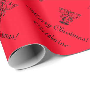 Red personalized Merry Christmas wrapping paper