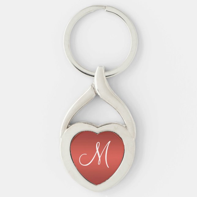Red Personalized Monogram Keychain (Front)