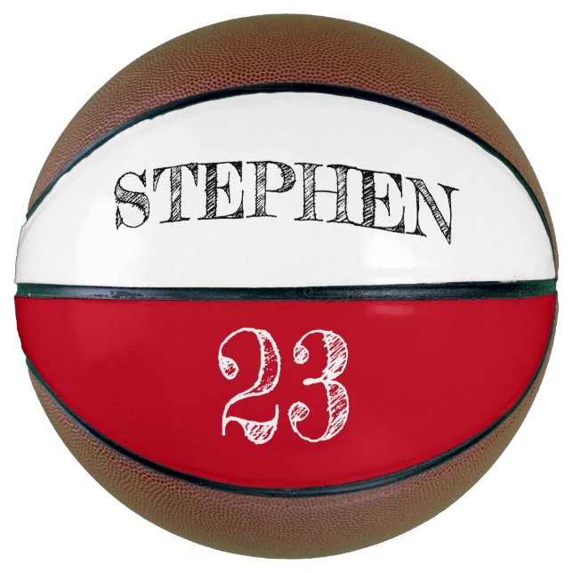 Red Personalized Name Ball Player Number Basketball (Front)