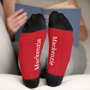 Red Personalized Name Monogram Bottom Socks