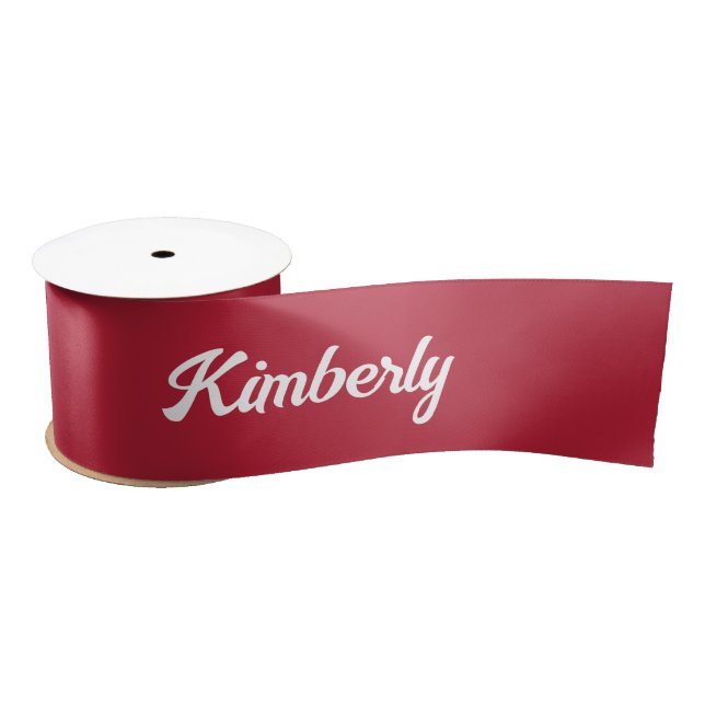 Red Personalized Script Name School Satin Ribbon (Spool)