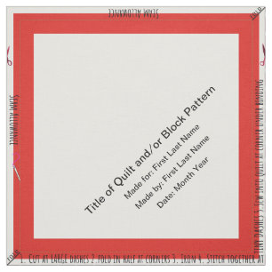 Red Personalized Simple Quilt Label Corner Fabric