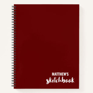 Red Personalized Sketchbook Your Name Notebook