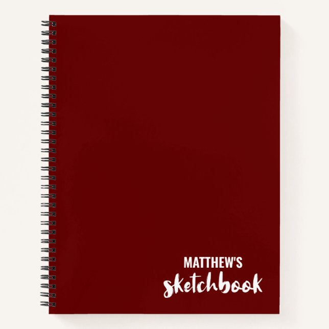 Red Personalized Sketchbook Your Name  Notebook (Front)