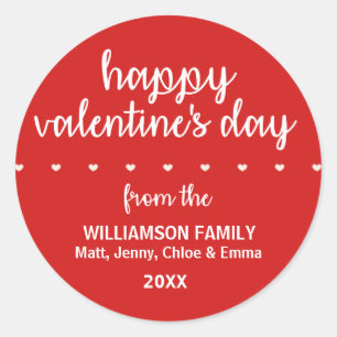 Red Personalized Valentine Sticker with Hearts