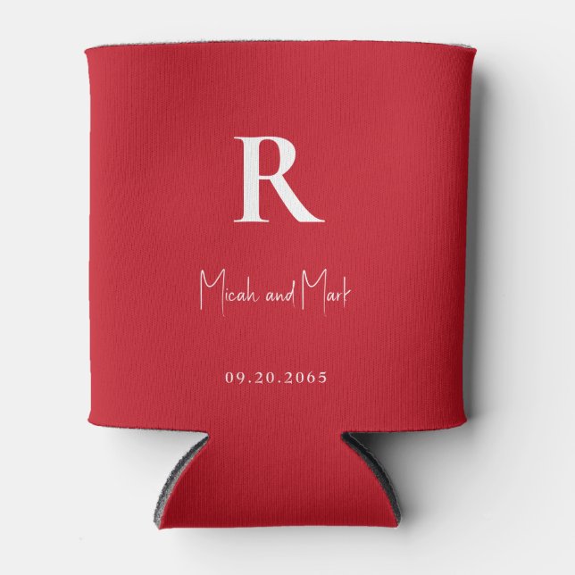 Red Personalized Wedding Favour Can Cooler (Front)