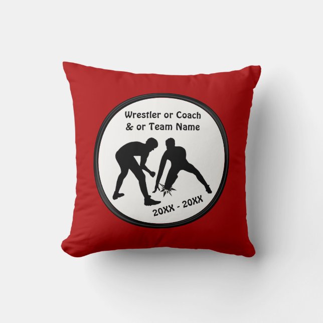 Red Personalized Wrestling Gifts for Seniors, Team Throw Pillow (Front)