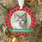 Red Pet Paw Prints Personalized Cat Name Photo