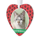 Red Pet Paw Prints Personalized Cat Name Photo