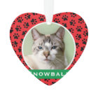 Red Pet Paw Prints Personalized Cat Name Photo