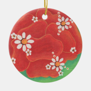 Red Petals Circle Ornament
