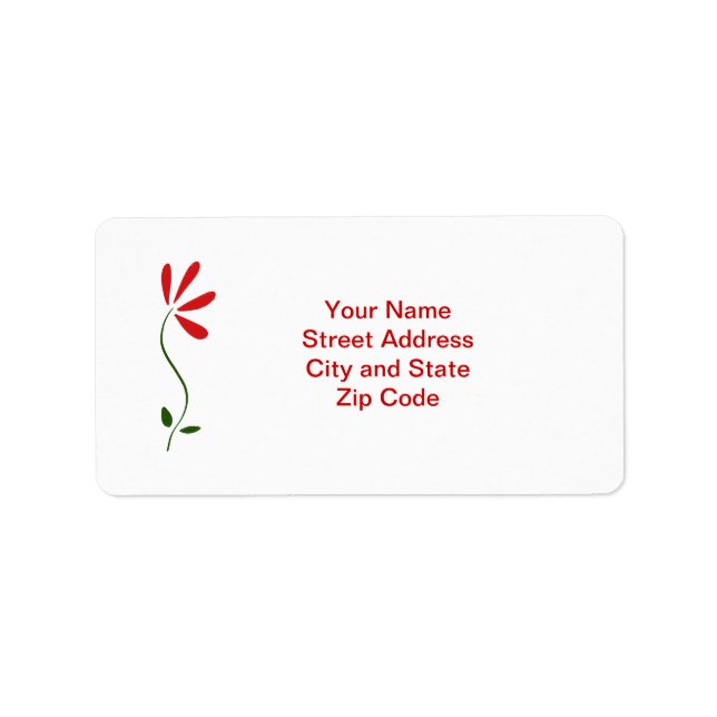 Red Petals Flower Address Label (Front)